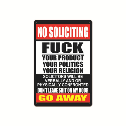 Zero-Tolerance "No Soliciting" Sign 🛑 — Make Your Boundaries Crystal Clear,8×12 in
