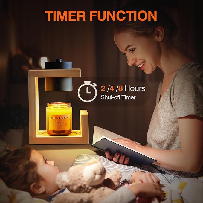 🕯️Wooden Candle Warmer Lamp – Timer & Dimmer Melting Lamp for Home Decor