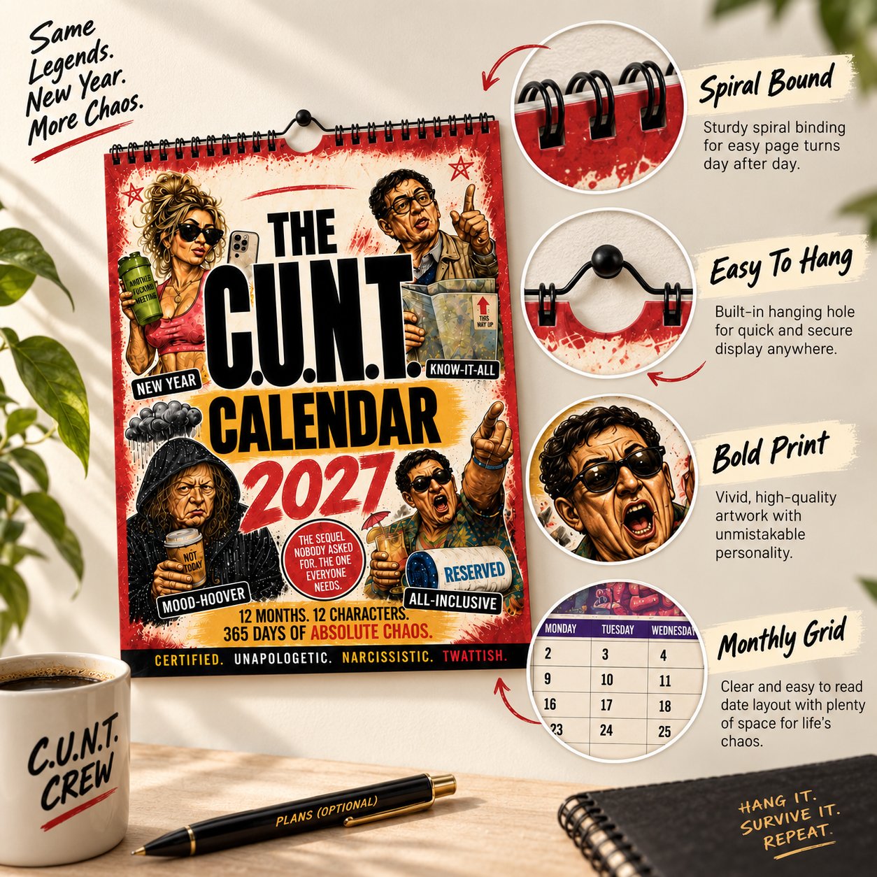 2027 C.U.N.T. Calendar 2.0 - The Calendar That Finally Has A Personality 😈