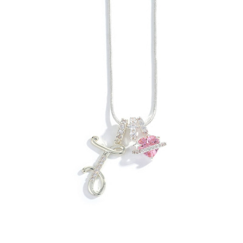 Elegant Initial Heart Charm Necklace