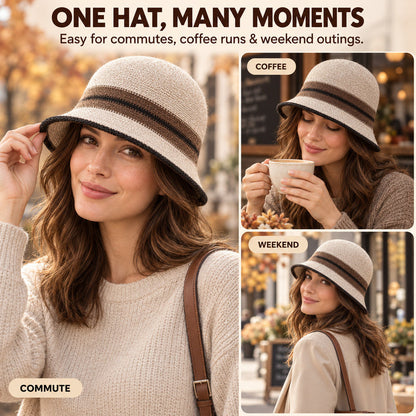 👒Ladies' Packable Ribbed Cloche-Style Bucket Hat🎨Available in 8 Hues