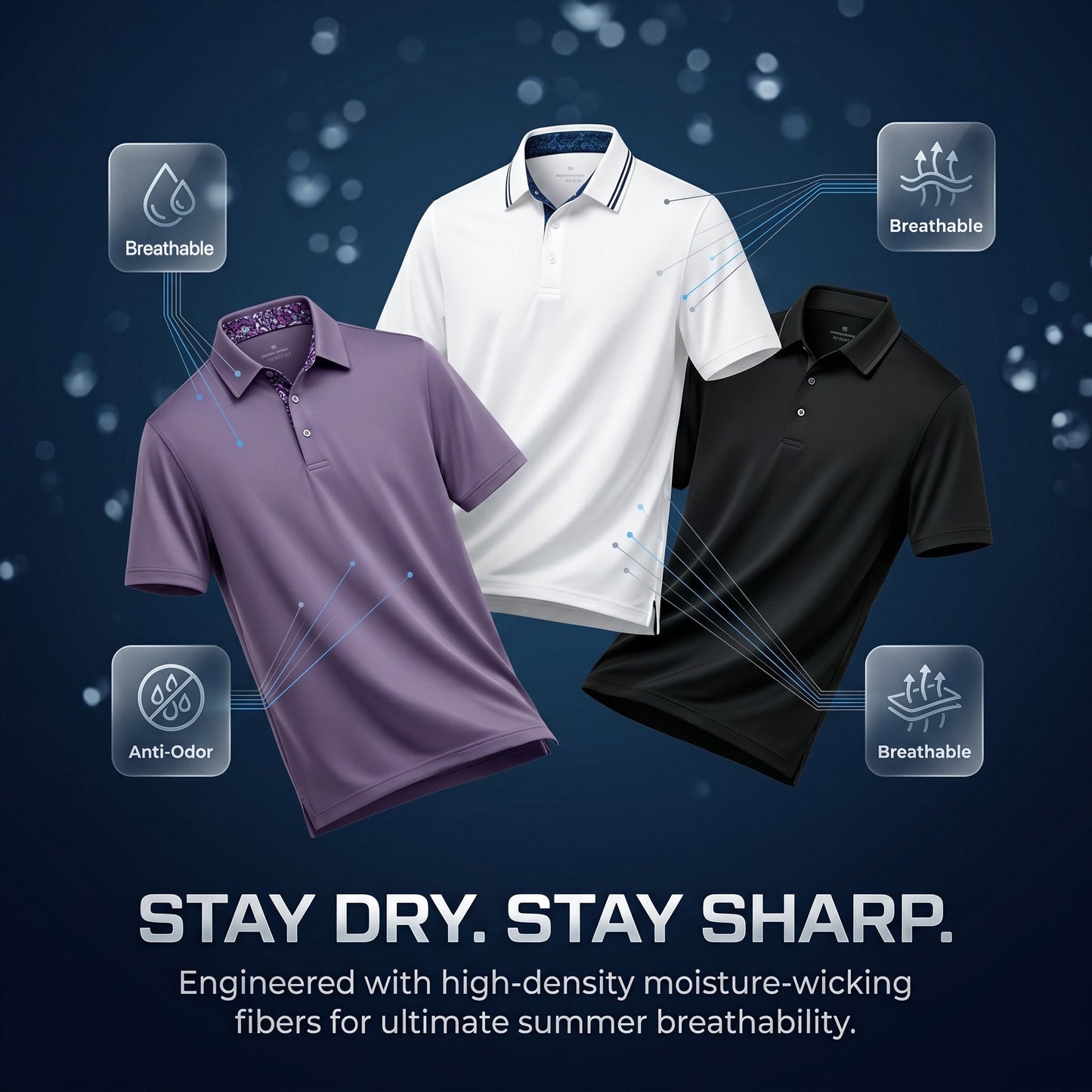 👕3-Pack Men's Performance Polo Shirts - Moisture Wicking🔥