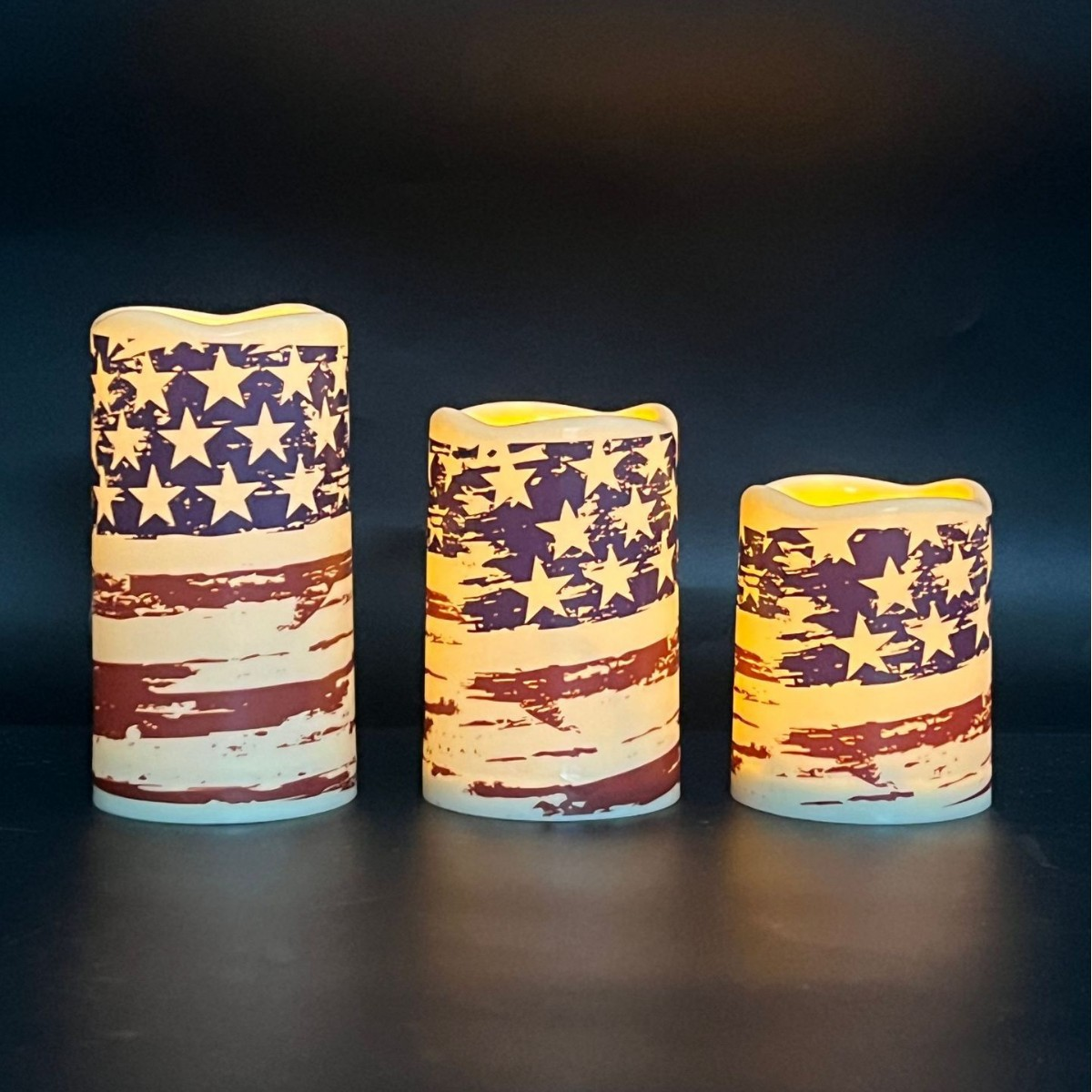 3-Piece Set - Patriotic Flameless Candles (With Remote Control)