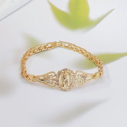 Elegant Hollow Flower Virgin Mary Bracelet