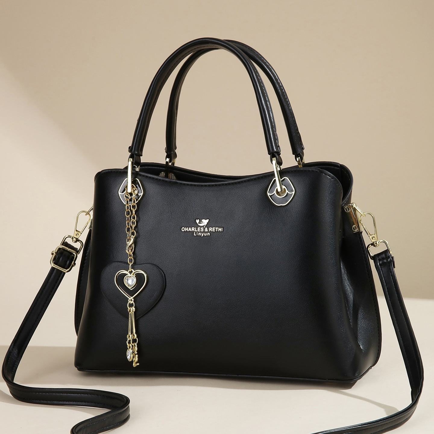 🔥Elegant Women's Tote Bag With Shining Heart Charm