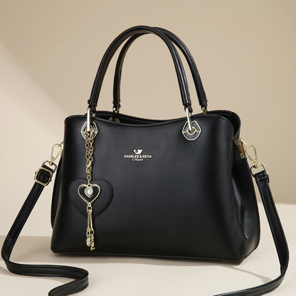 🔥Elegant Women's Tote Bag With Shining Heart Charm
