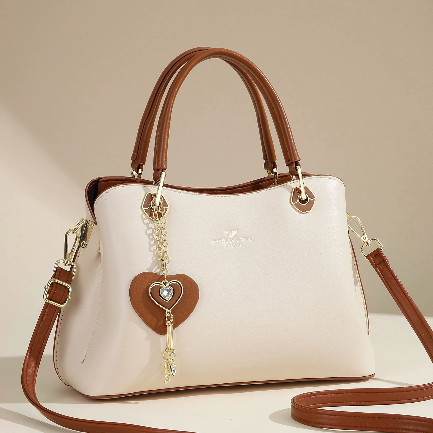 🔥Elegant Women's Tote Bag With Shining Heart Charm