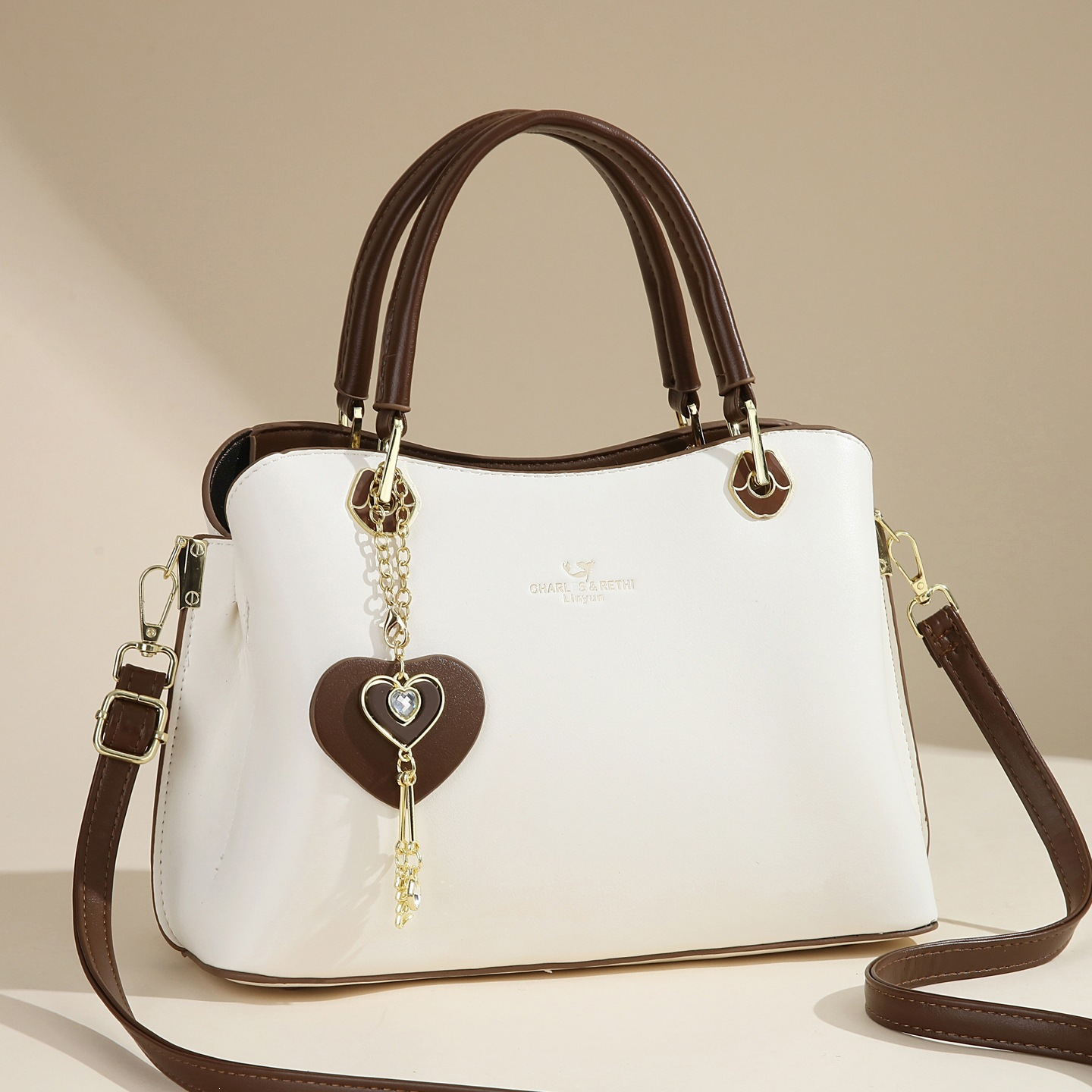 🔥Elegant Women's Tote Bag With Shining Heart Charm