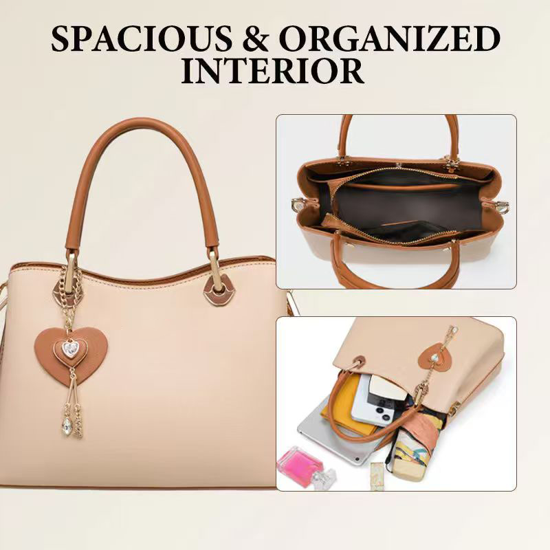 🔥Elegant Women's Tote Bag With Shining Heart Charm