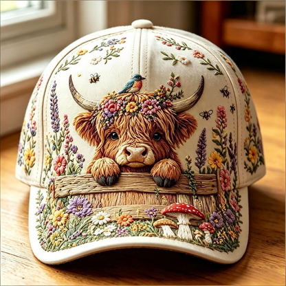 🦬3D Highland Cow Embroidery Cap🧢(Breathable & Lightweight Comfort & Unisex Fit)