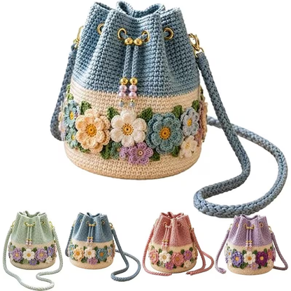 🌼Bohemian Style Handmade Crochet Flower Bucket Bag👜