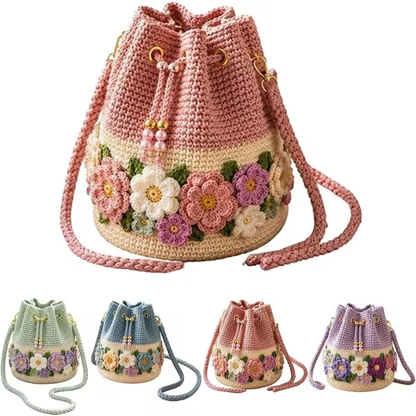 🌼Bohemian Style Handmade Crochet Flower Bucket Bag👜