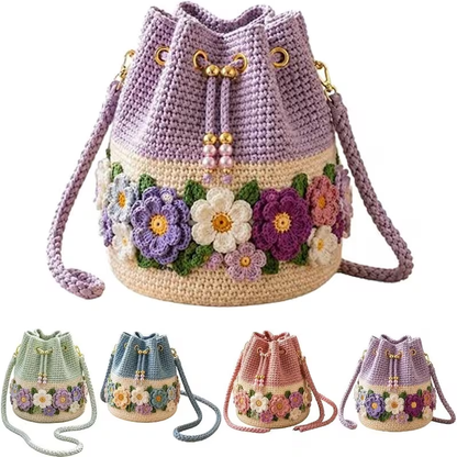 🌼Bohemian Style Handmade Crochet Flower Bucket Bag👜