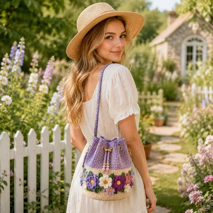 🌼Bohemian Style Handmade Crochet Flower Bucket Bag👜