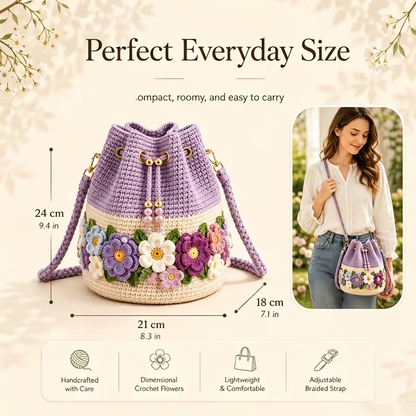 🌼Bohemian Style Handmade Crochet Flower Bucket Bag👜
