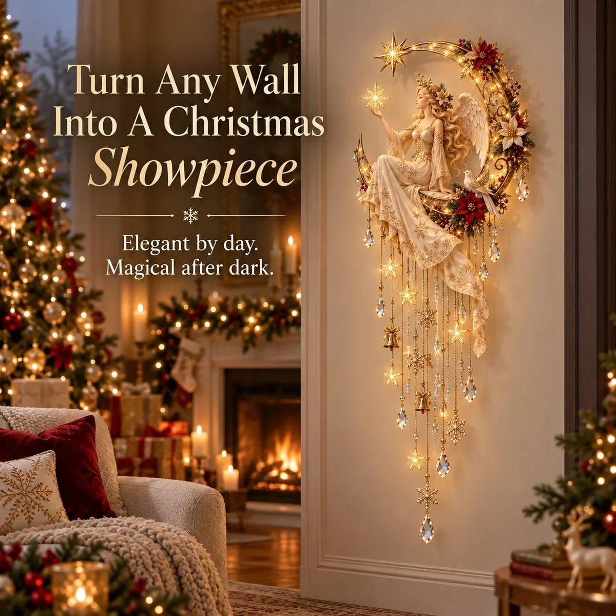 🔥Angel's Moonlit Starfall - Enlightened Christmas Angel Wall Decoration