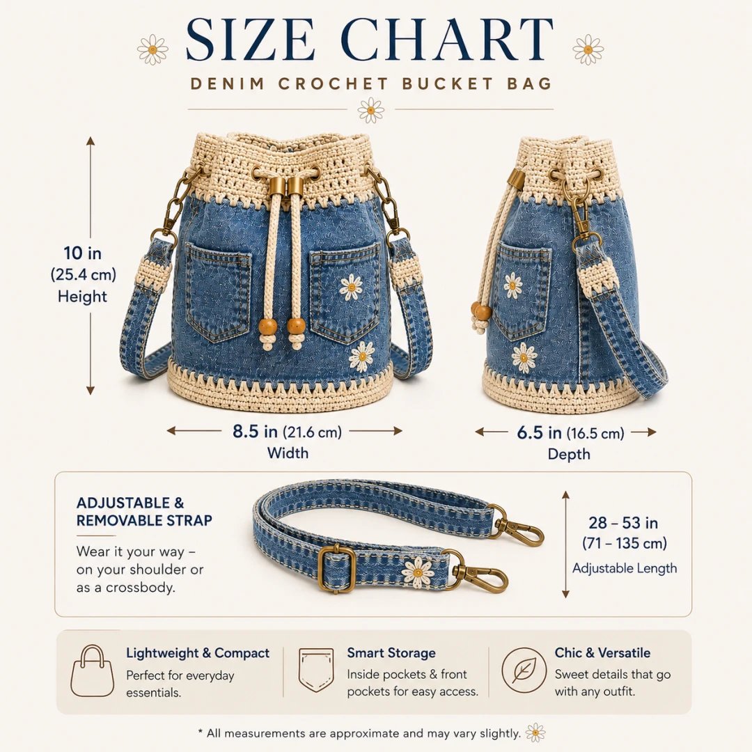 🔥✨👜Denim Crochet Bucket Bag