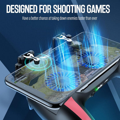 4-Finger Cooling Game Controller with Dual Fans for Mobile Gaming