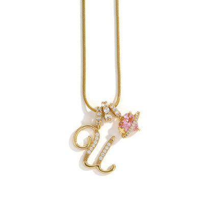 Elegant Initial Heart Charm Necklace