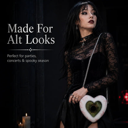 🖤👁 Gothic Heart Eye Statement Crossbody Bag