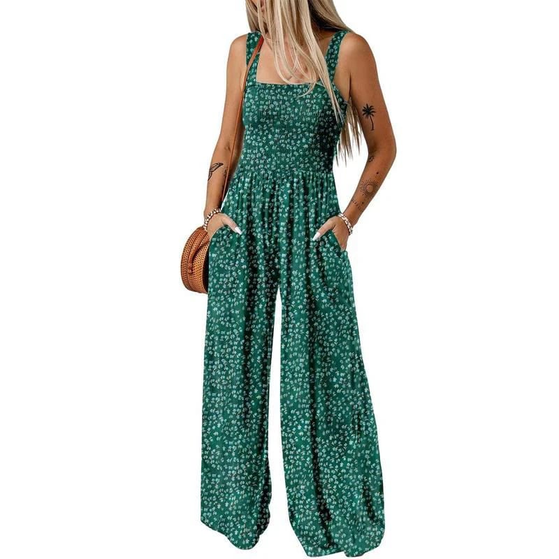 💕Women’s Casual Print Sleeveless Overalls Jumpsuits With Pockets