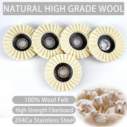 🔥 5-Inch Wool Felt Polishing Flap Disc Set for Angle Grinders