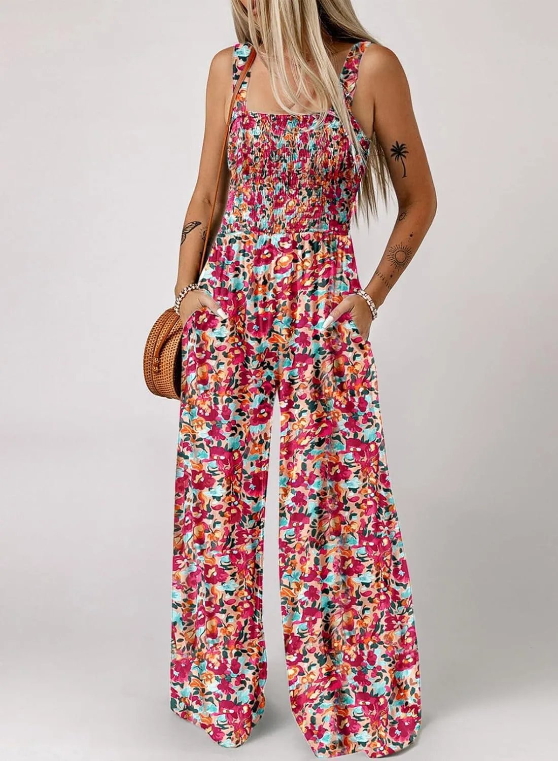 💕Women’s Casual Print Sleeveless Overalls Jumpsuits With Pockets
