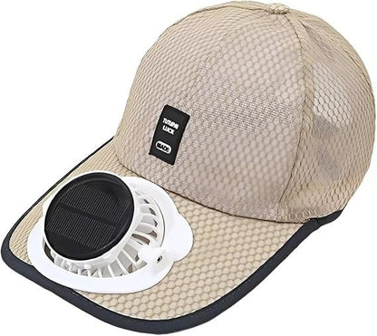 🔥✨Solar Fan Baseball Cap - UV Protection Wide Brim Mesh Hat with Solar & USB Power for Outdoor Heat Relief