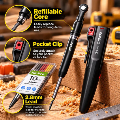 ✏️ Reusable Construction Pencil with FREE 10-Piece Lead Refill Case