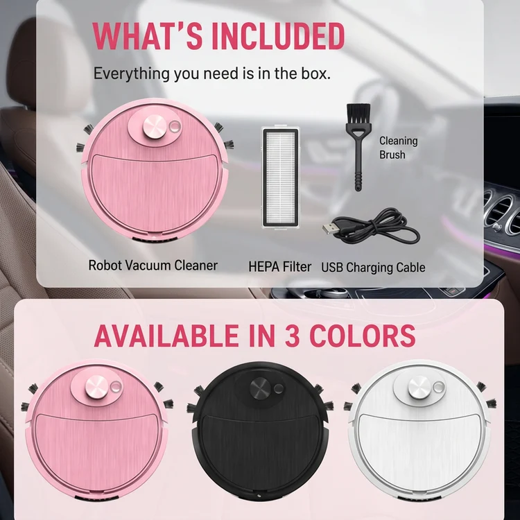 🤖 3-in-1 Mini Robot Vacuum for Car Mats