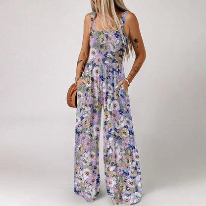 💕Women’s Casual Print Sleeveless Overalls Jumpsuits With Pockets