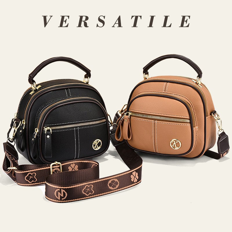 🛫Classic Multifunctional Compartments Adjustable Wide Shoulder Strap Leather Crossbody Bag