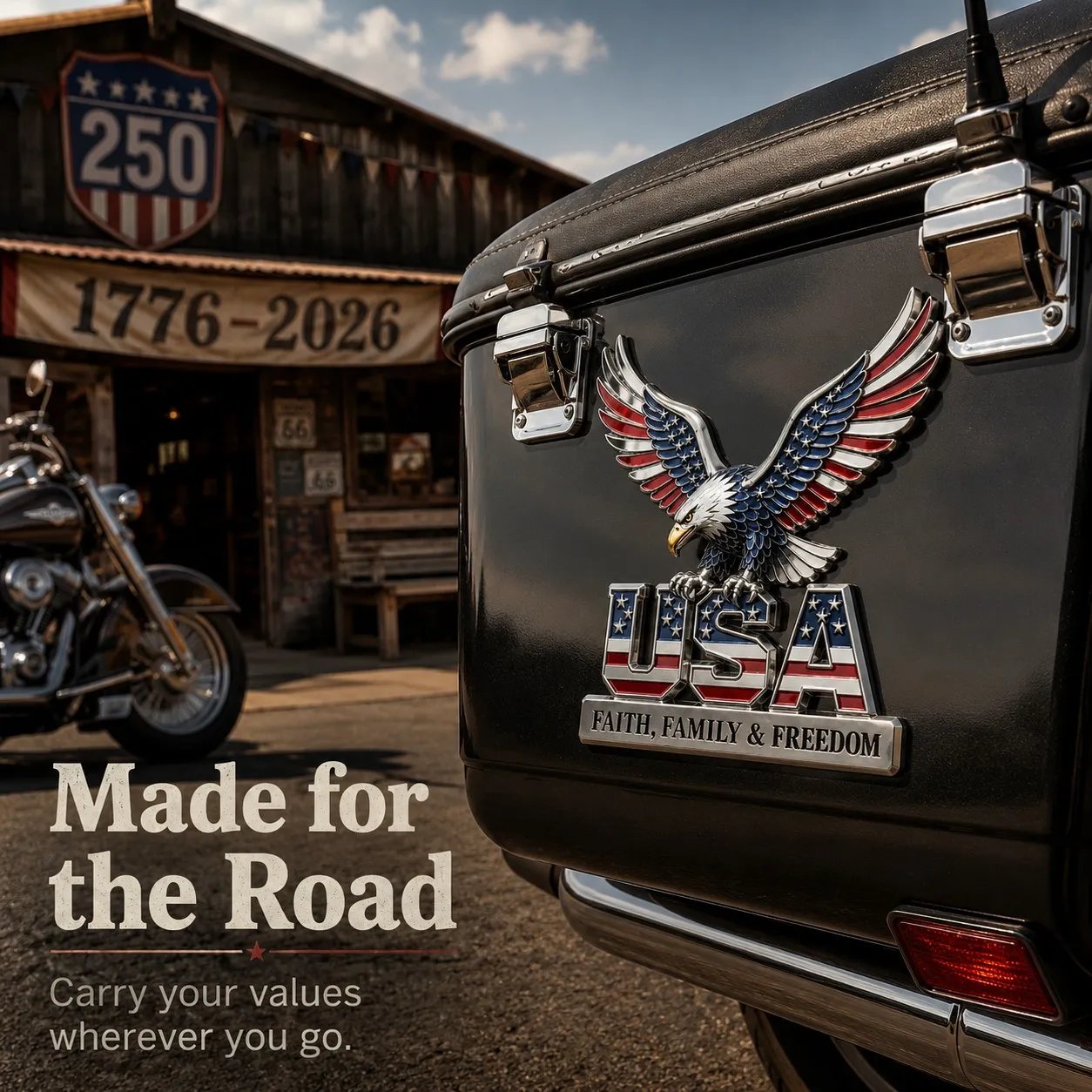 🇺🇸250th Anniversary - ★USA Faith, Family & Freedom★ Metal Emblem