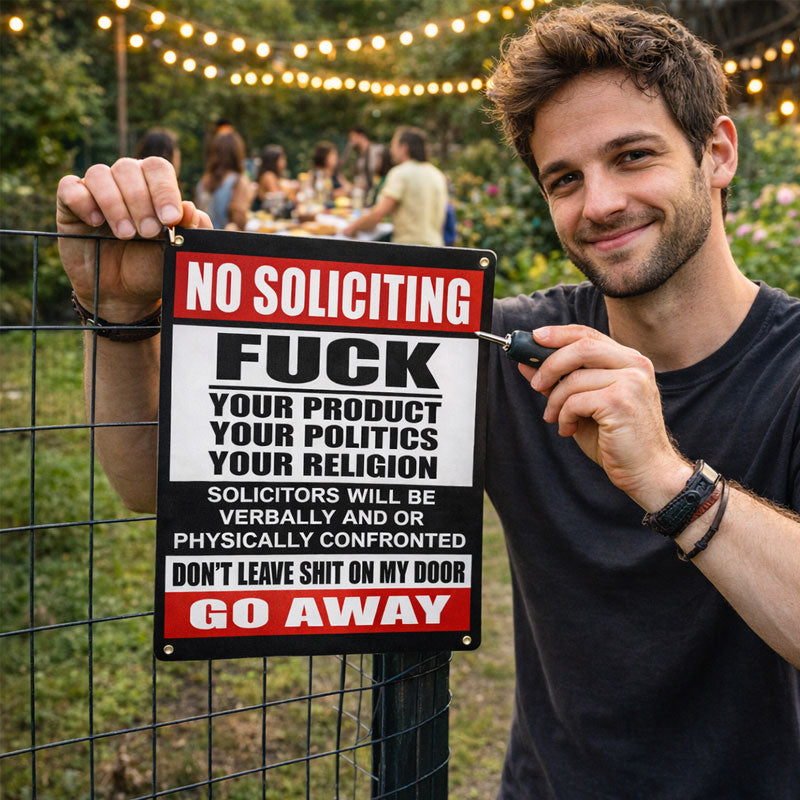 Zero-Tolerance "No Soliciting" Sign 🛑 — Make Your Boundaries Crystal Clear,8×12 in