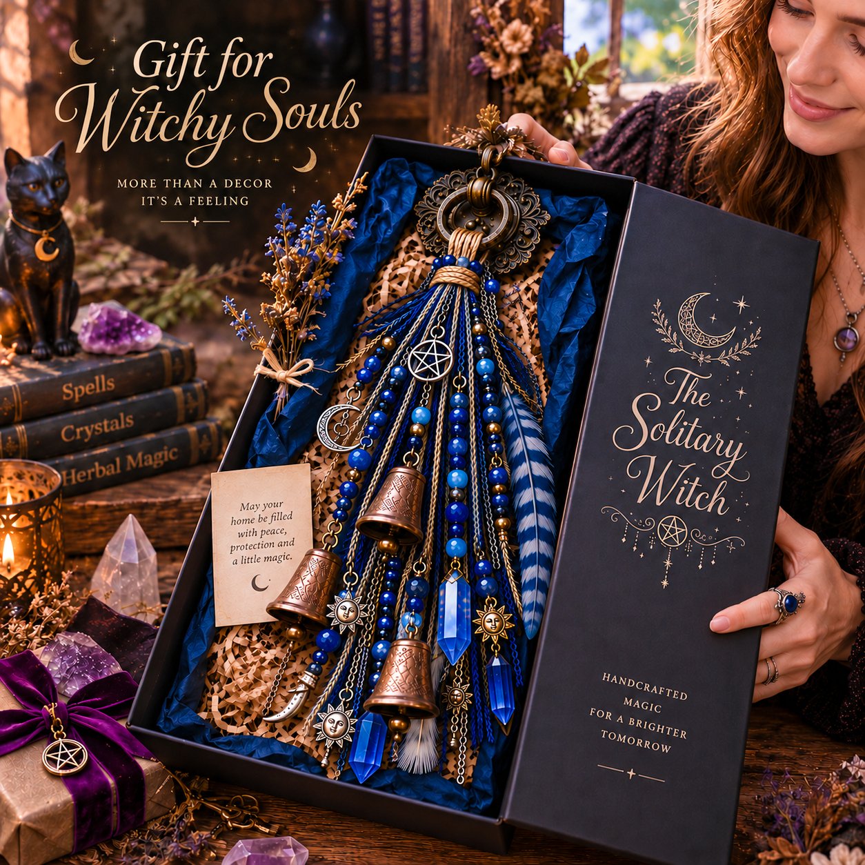 🔮Witchy Door Charm | Bells, Crystals & Celestial Hanging Decor🔮