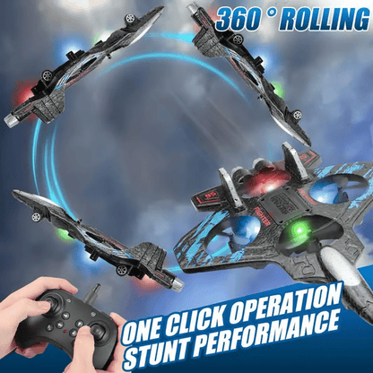 360° Flips + LED Lights 🚀 49% OFF This Week! RC Stunt Fighter Jet Toy for Kids