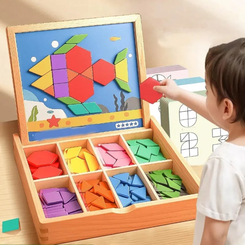 🎁Early Christmas Sale 🔥Wooden Magnetic Pattern Block Puzzle Set🧩