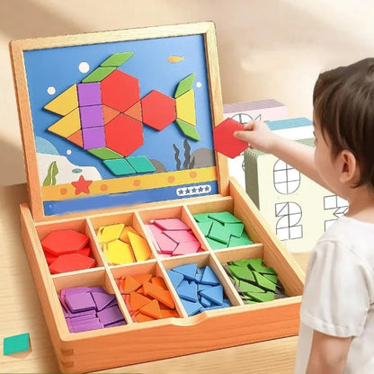 🎁Early Christmas Sale 🔥Wooden Magnetic Pattern Block Puzzle Set🧩