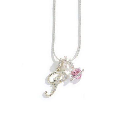 Elegant Initial Heart Charm Necklace