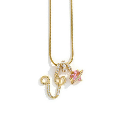Elegant Initial Heart Charm Necklace