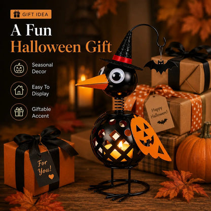 🔥Wrought Iron Crow and Pumpkin Ornament🐦🎃