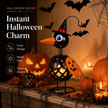 🔥Wrought Iron Crow and Pumpkin Ornament🐦🎃