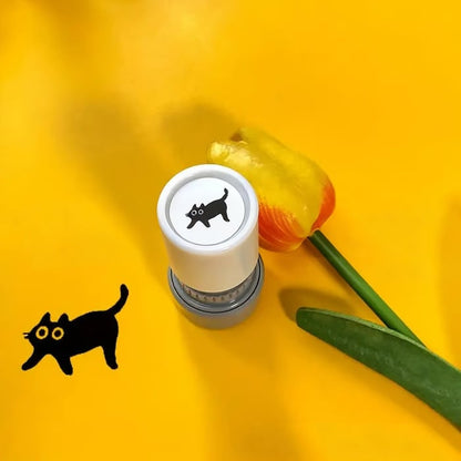 🐱Cat Pattern Stamp, 5 Counts/set Round Self-inking Stamp