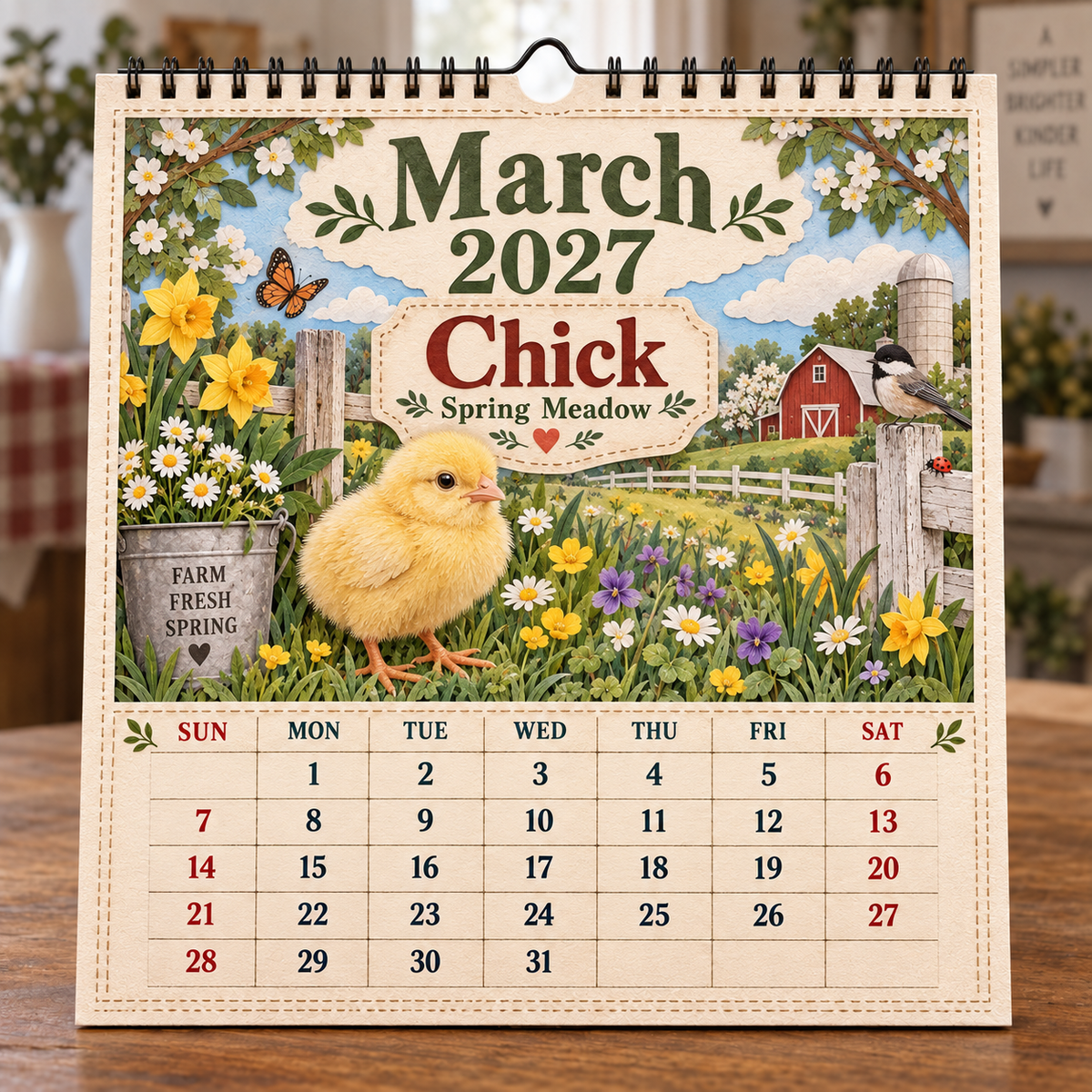 🐄 2027 Farm Animals & Country Life Wall Calendar