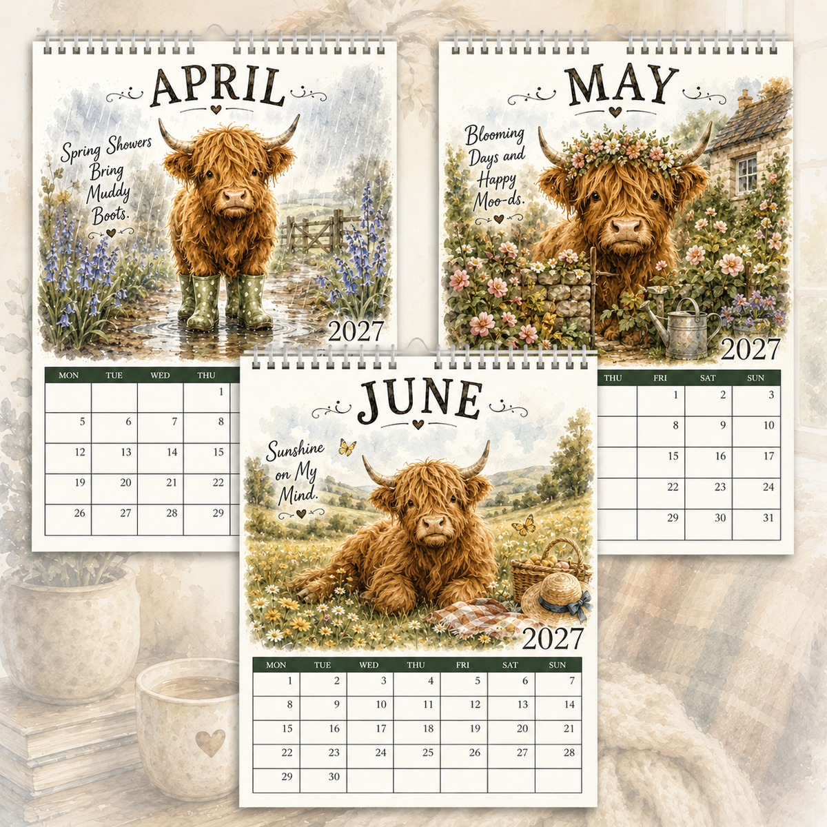 🎉2027 Highland Cow Life Calendar