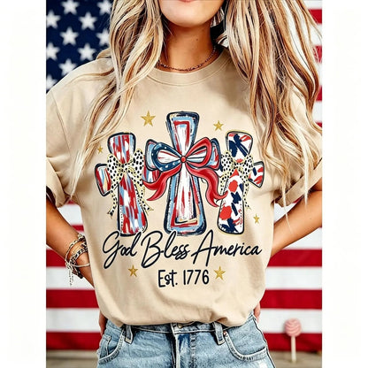 ⭐ God Bless America Women  T-Shirt - Vintage 250th Anniversary USA Gift Tee🎆