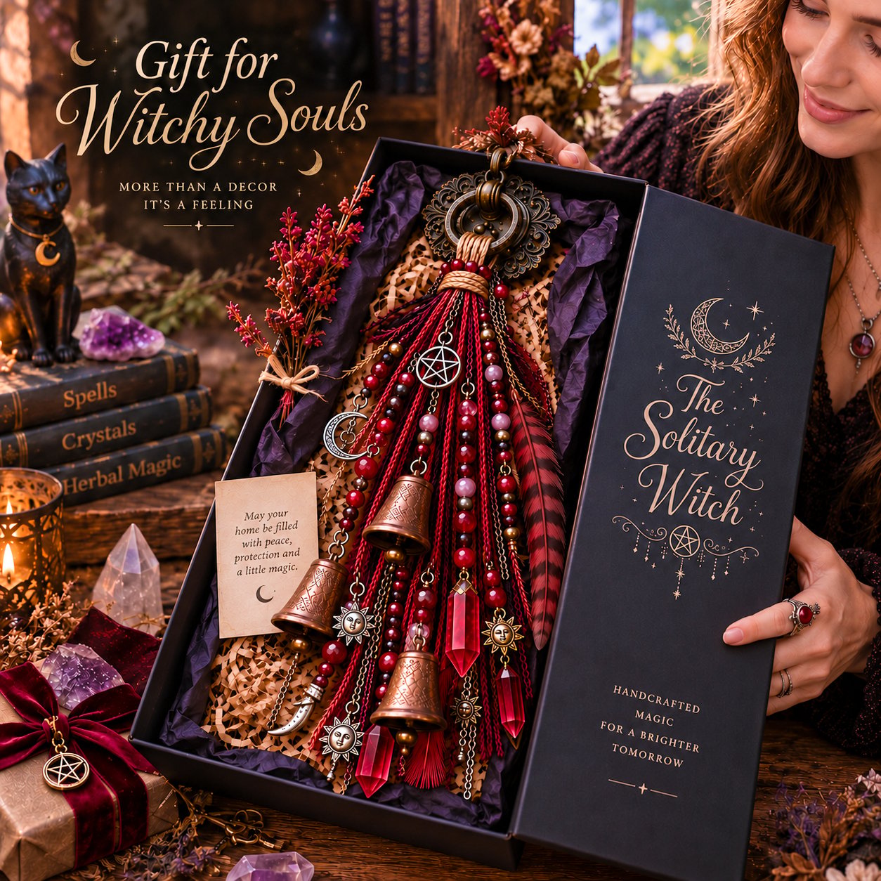 🔮Witchy Door Charm | Bells, Crystals & Celestial Hanging Decor🔮