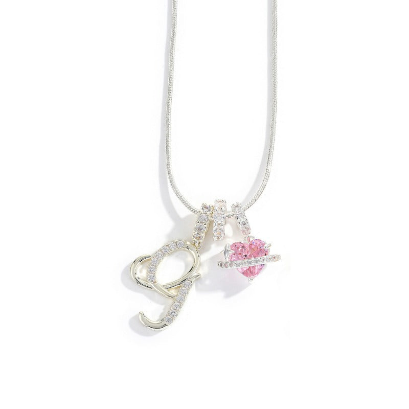 Elegant Initial Heart Charm Necklace