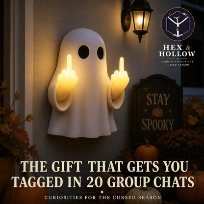 👻 Light-Up Rude Ghost Halloween Decoration | Cute Spooky Figure with Funny Attitude for Porch, Party & Seasonal Décor 😂🎃