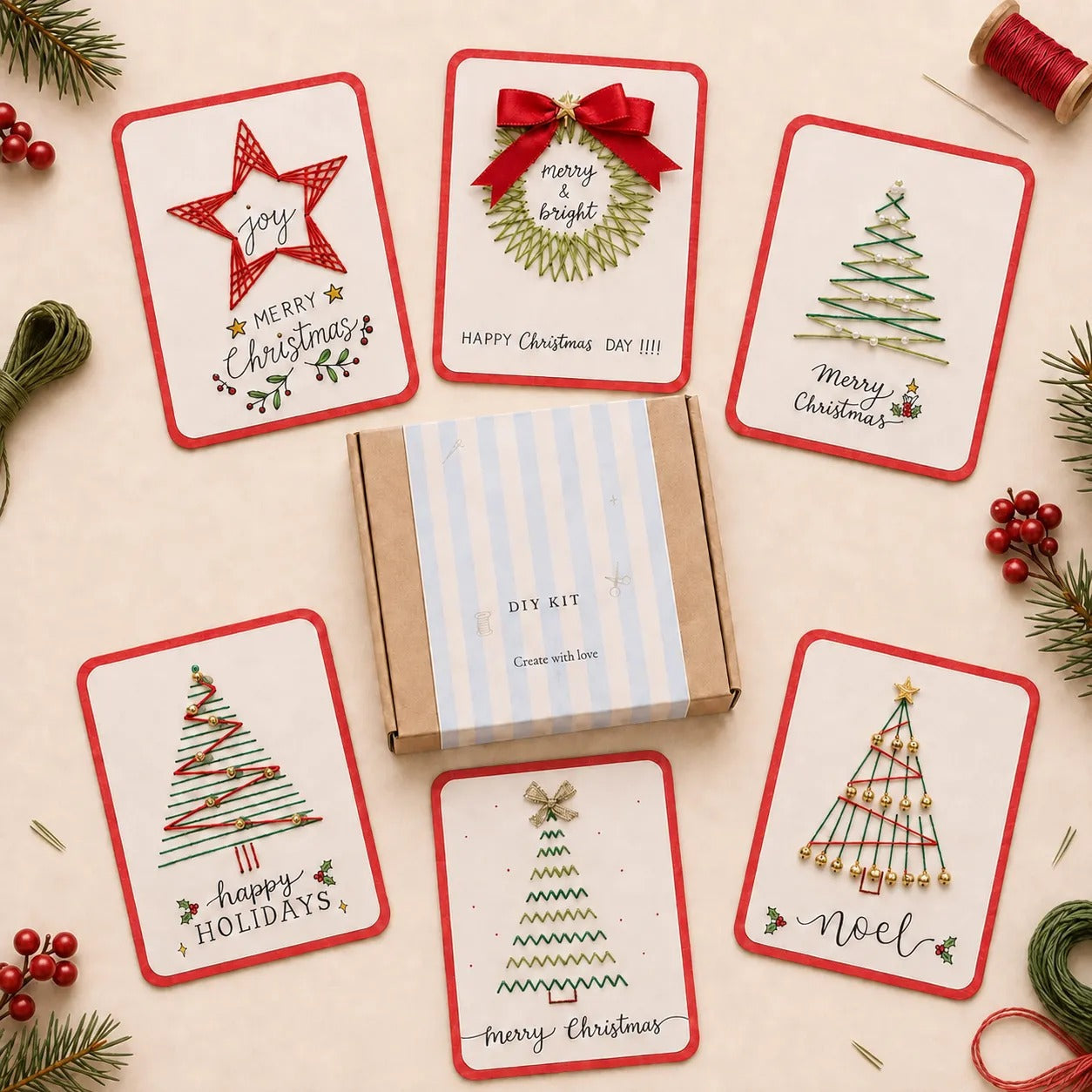 Christmas Thread Stitching Card DIY Kit